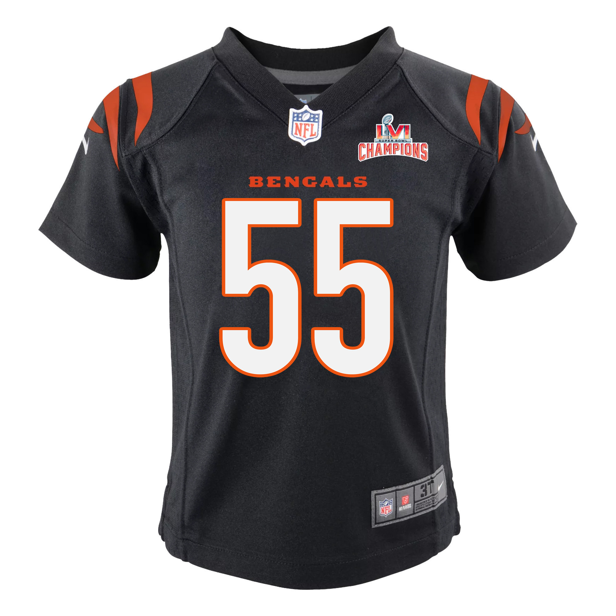 Super Bowl LVI Champions Cincinnati Bengals Logan Wilson 55 Black Youth's Jersey Jersey