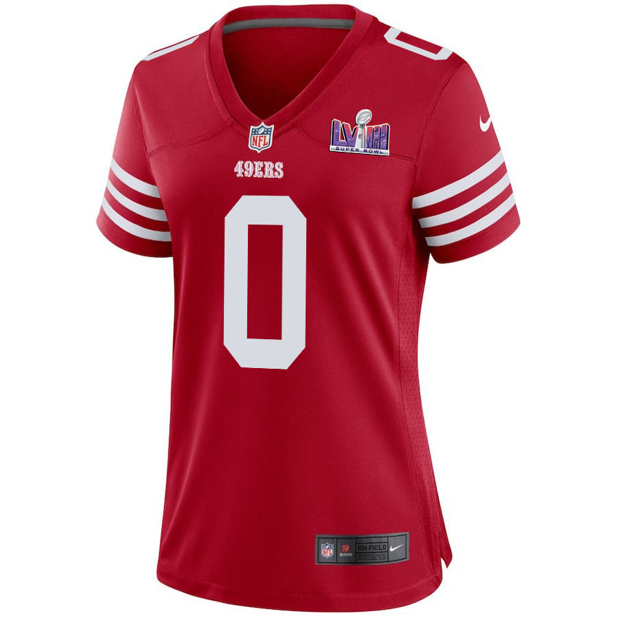 Samuel Womack III 0 San Francisco 49ers Super Bowl LVIII Patch Game Women Jersey - Scarlet
