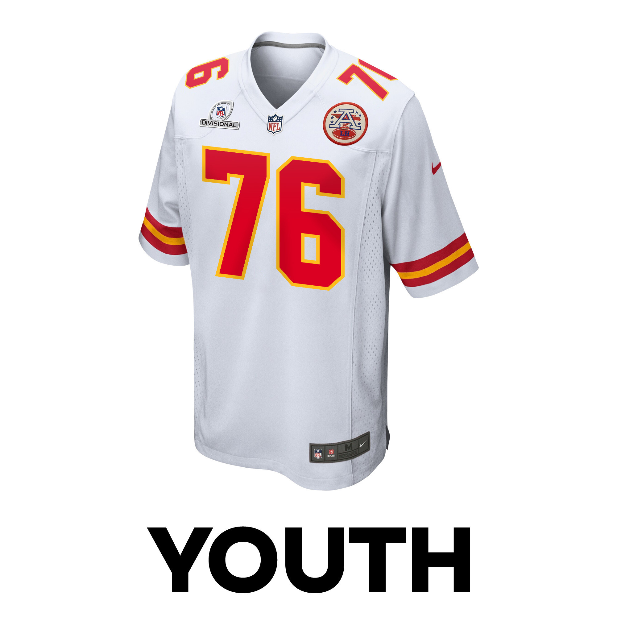Prince Tega Wanogho 76 Kansas City Chiefs Super Bowl LVIII Patch Game YOUTH Jersey - White