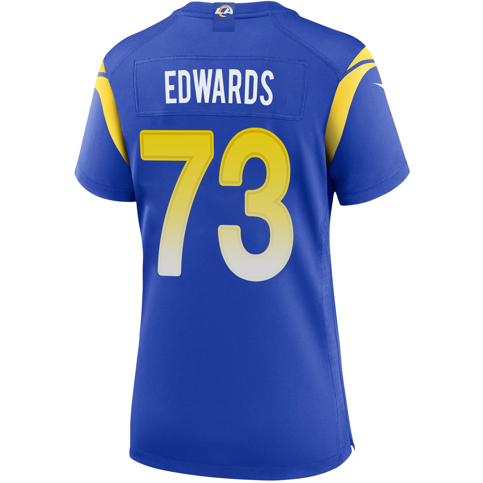 Super Bowl LVI Champions Los Angeles Rams David Edwards 73 Royal Women's Jersey Jersey