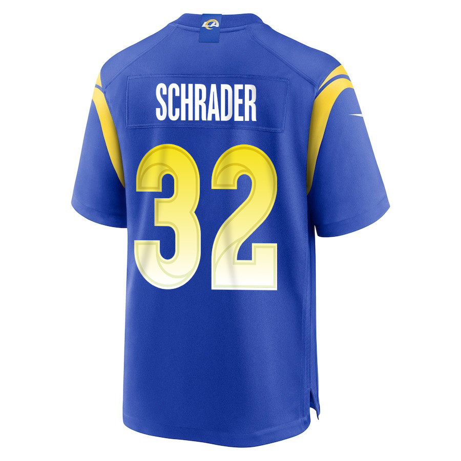 Cody Schrader 32 Los Angeles Rams Super Bowl LIX New Orleans Patch Game Men Jersey - Royal