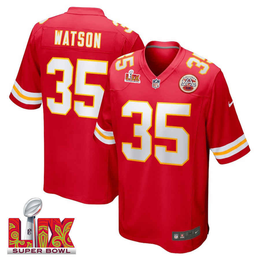 Jaylen Watson #35 Kansas City Chiefs Super Bowl LIX Jersey - Men's - Red