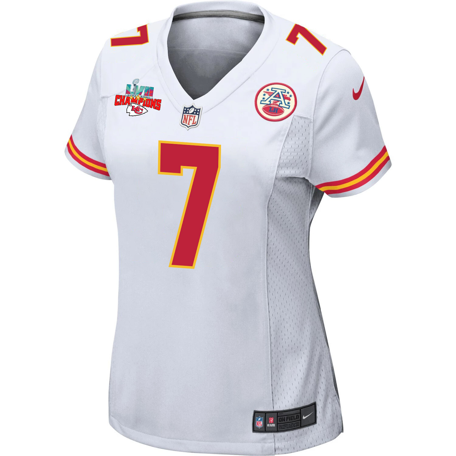 Harrison Butker 7 Kansas City Chiefs Super Bowl LVII Champions 3 Stars Women Game Jersey - White