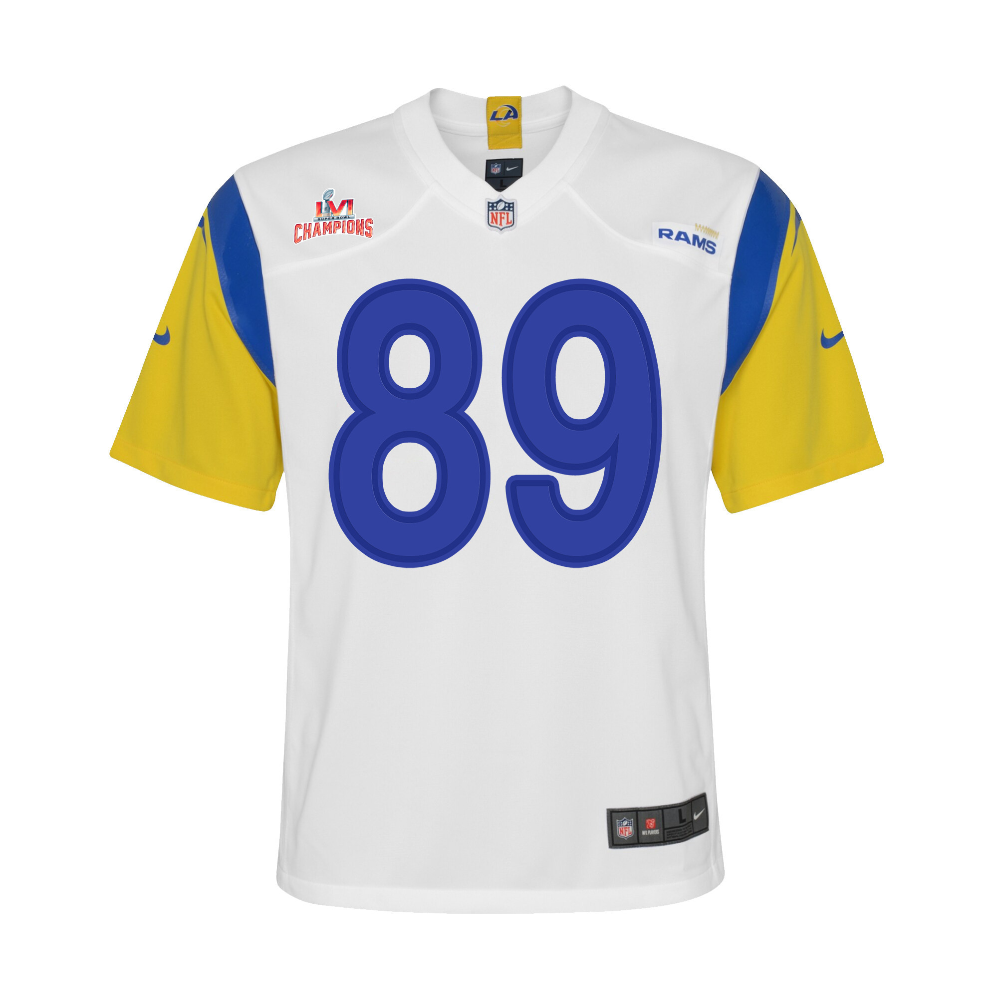 Super Bowl LVI Champions Los Angeles Rams Tyler Higbee 89 White Youth's Jersey Jersey