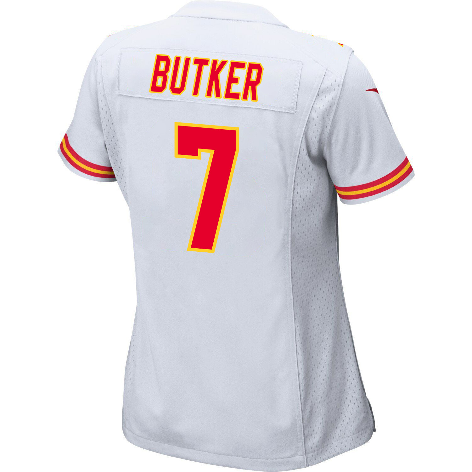 Harrison Butker 7 Kansas City Chiefs Super Bowl LVIII Patch Game Women Jersey - White