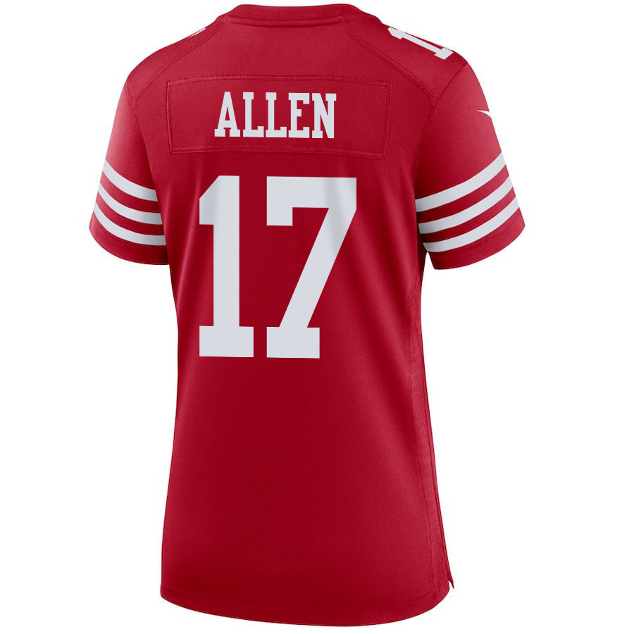 Brandon Allen 17 San Francisco 49ers Super Bowl LVIII Patch Game Women Jersey - Scarlet
