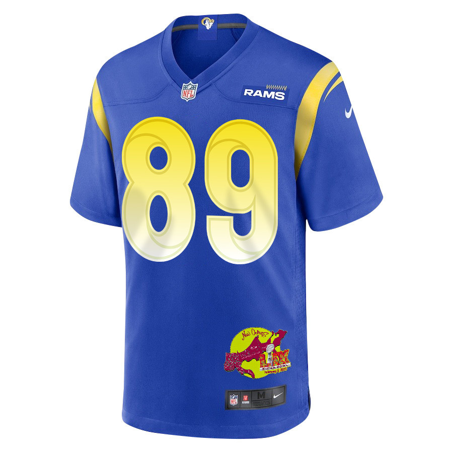 Tyler Higbee 89 Los Angeles Rams Super Bowl LIX New Orleans Patch Game Men Jersey - Royal