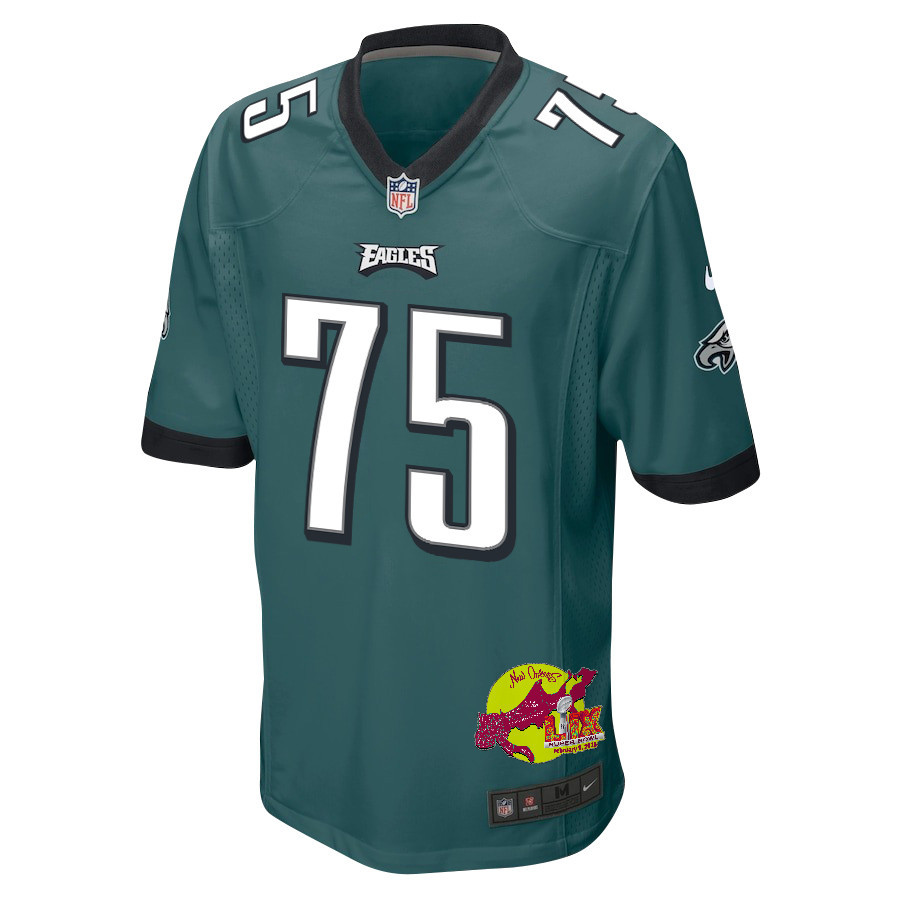 Jack Driscoll 75 Philadelphia Eagles Super Bowl LIX New Orleans Patch Game Men Jersey - Midnight Green