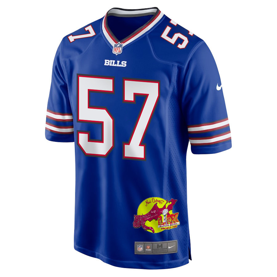 A.J. Epenesa 57 Buffalo Bills Super Bowl LIX New Orleans Patch Game Men Jersey - Royal