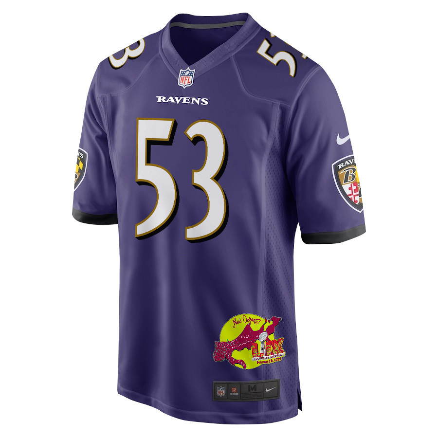 Kyle Van Noy 53 Baltimore Ravens Super Bowl LIX New Orleans Patch Game Men Jersey - Purple
