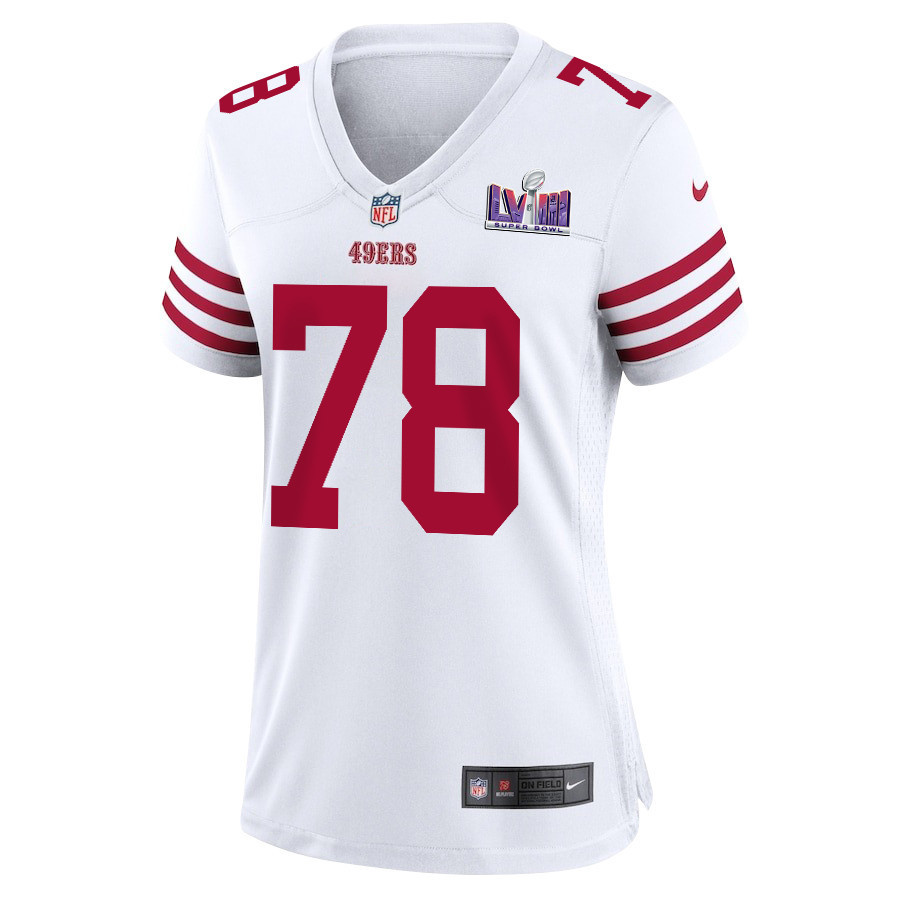 Ben Bartch 78 San Francisco 49ers Super Bowl LVIII Patch Game Women Jersey - White