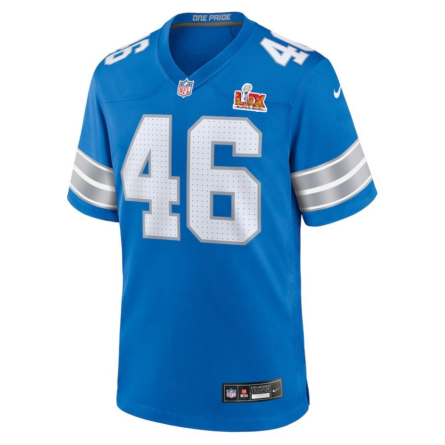 Jack Campbell #46 Detroit Lions Super Bowl LIX YOUTH Jersey - Blue