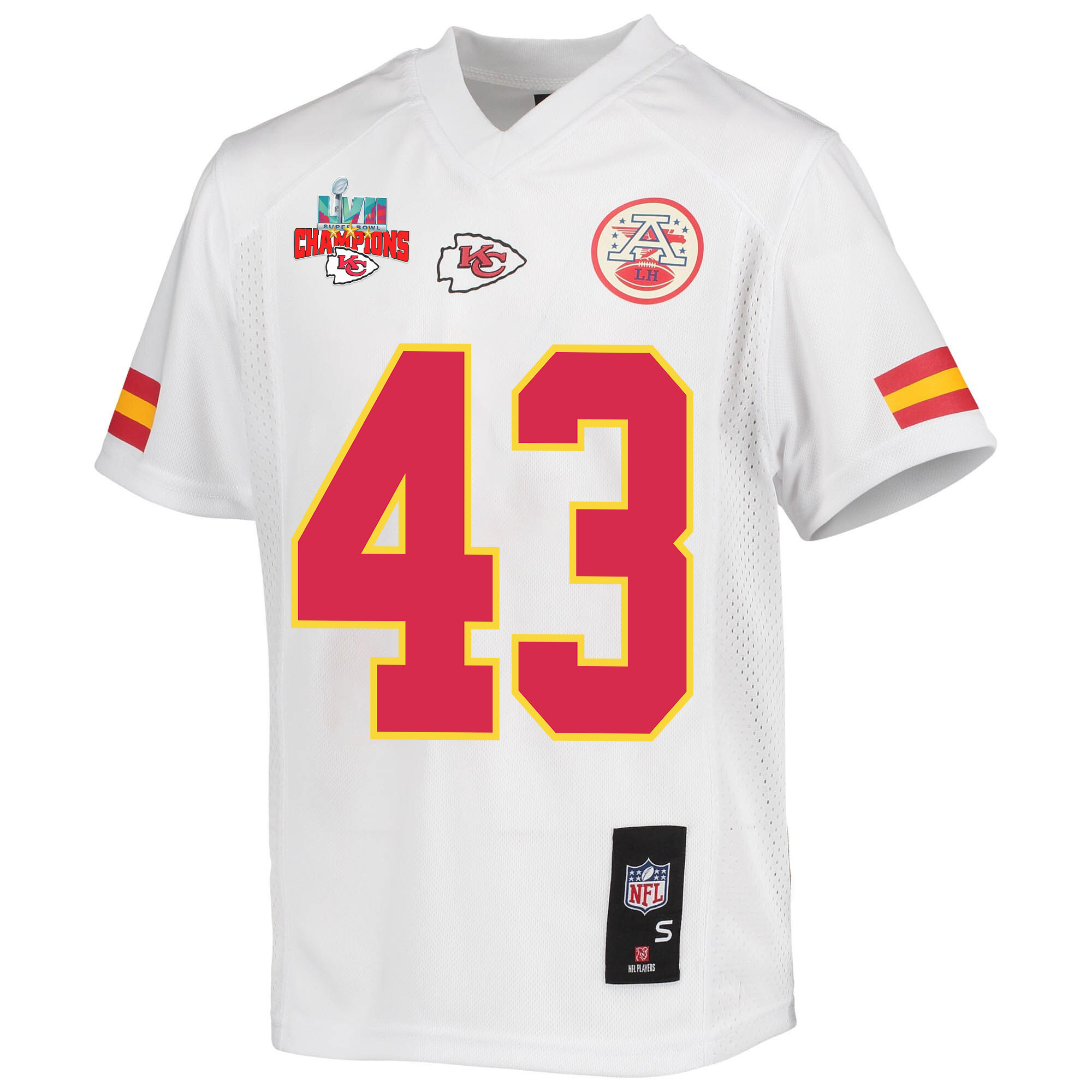 Jack Cochrane 43 Kansas City Chiefs Super Bowl LVII Champions 3 Stars Youth Game Jersey - White