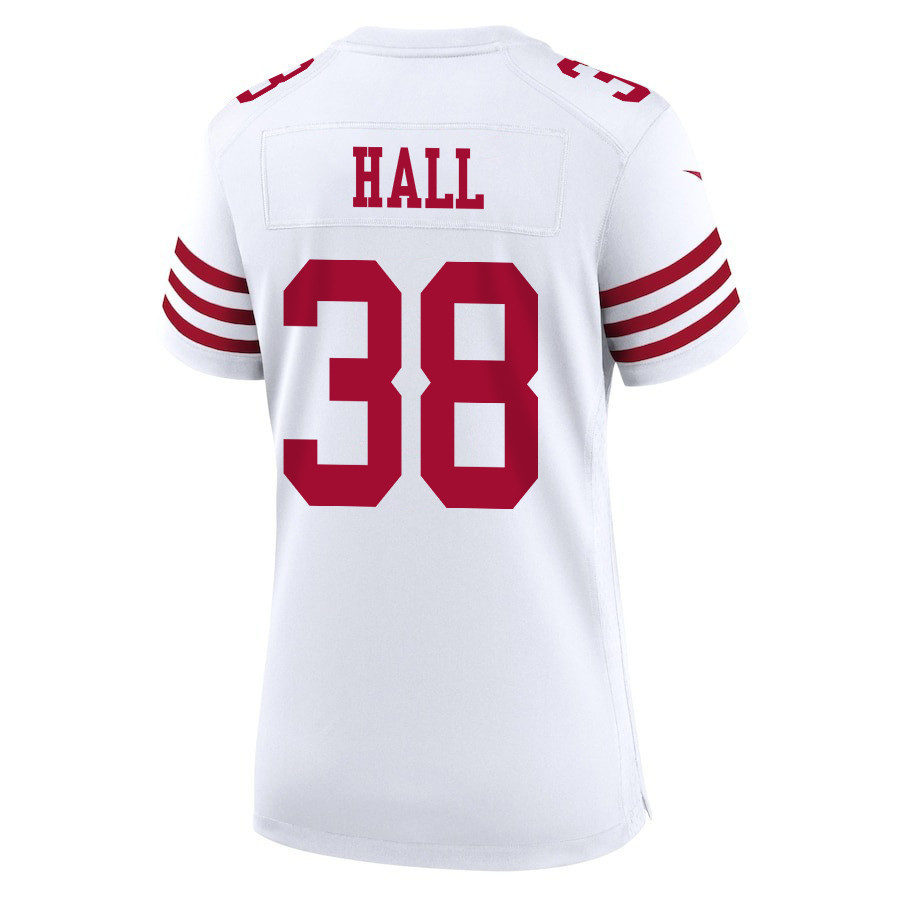 Kemon Hall 38 San Francisco 49ers Super Bowl LVIII Patch Game Women Jersey - White