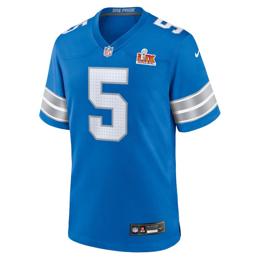 David Montgomery #5 Detroit Lions Super Bowl LIX Jersey - Men's - Blue