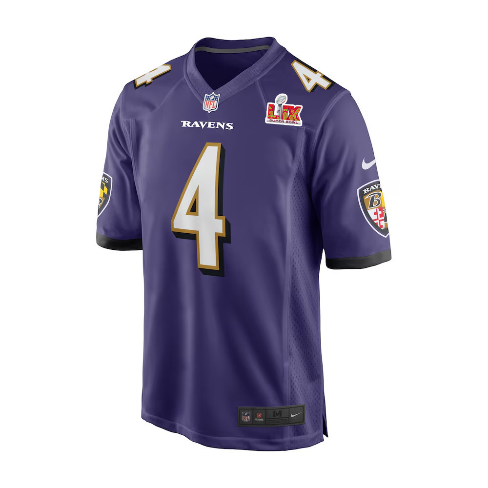 Zay Flowers #4 Baltimore Ravens Super Bowl LIX Jersey - Men's - Purple