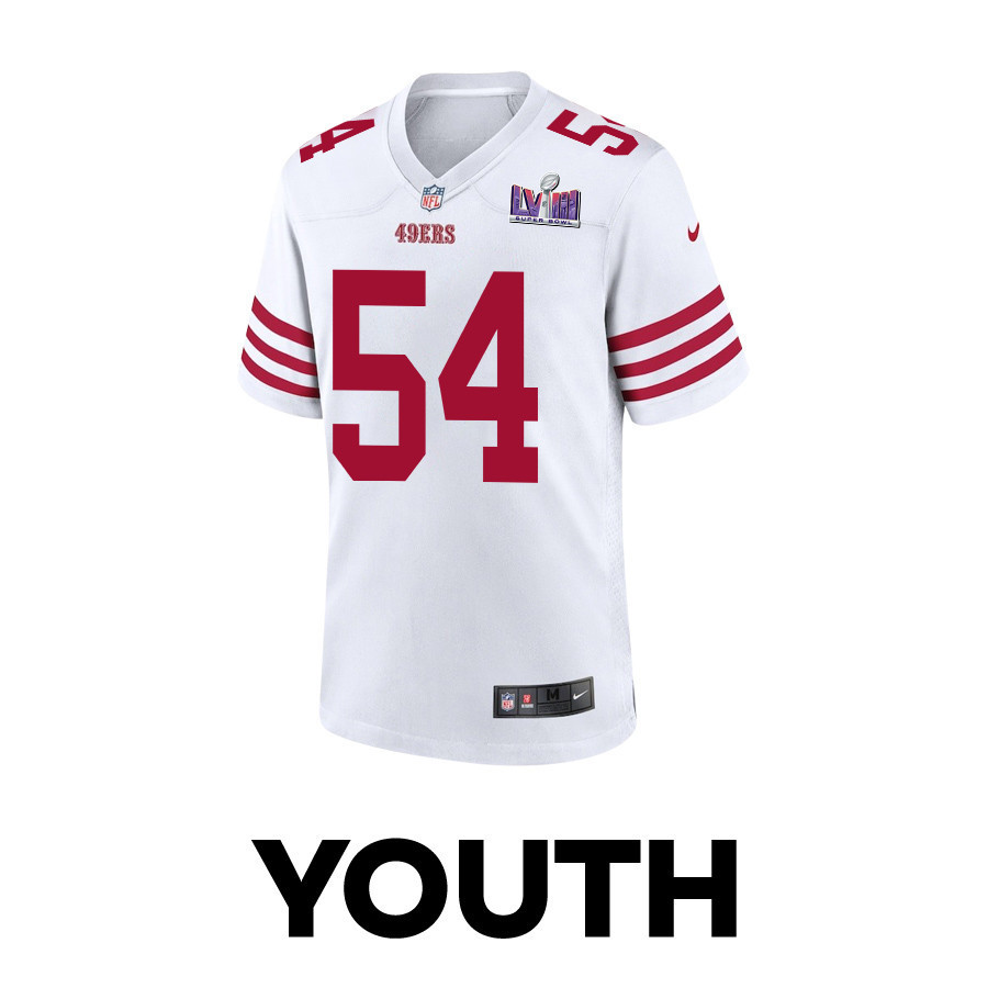 Fred Warner 54 San Francisco 49ers Super Bowl LVIII Patch Game YOUTH Jersey - White