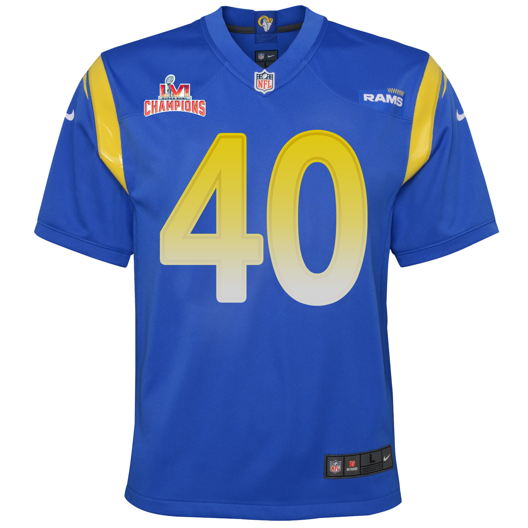 Super Bowl LVI Champions Los Angeles Rams Von Miller 40 Royal Youth's Jersey Jersey
