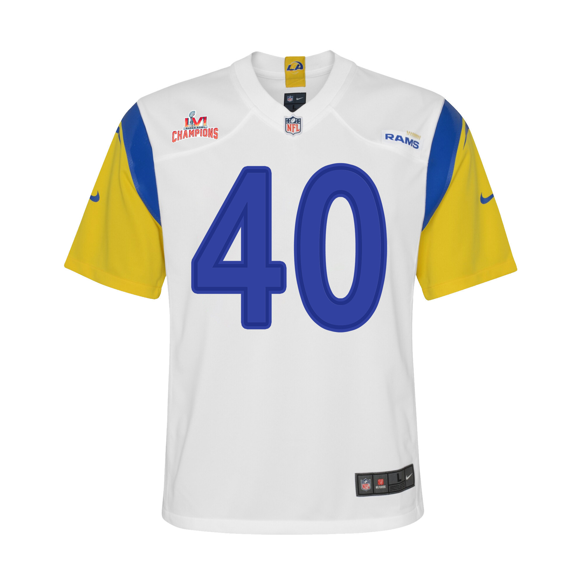 Super Bowl LVI Champions Los Angeles Rams Von Miller 40 White Youth's Jersey Jersey