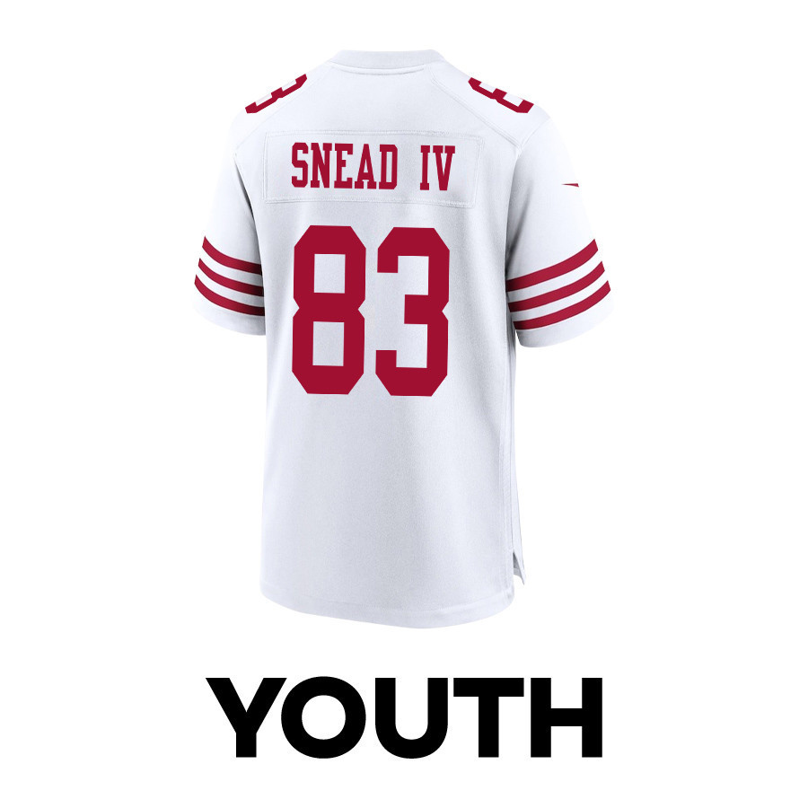 Willie Snead IV 83 San Francisco 49ers Super Bowl LVIII Patch Game YOUTH Jersey - White