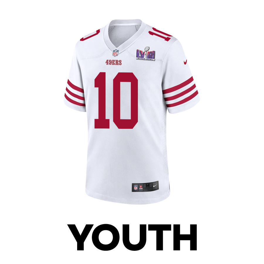 Ronnie Bell 10 San Francisco 49ers Super Bowl LVIII Patch Game YOUTH Jersey - White