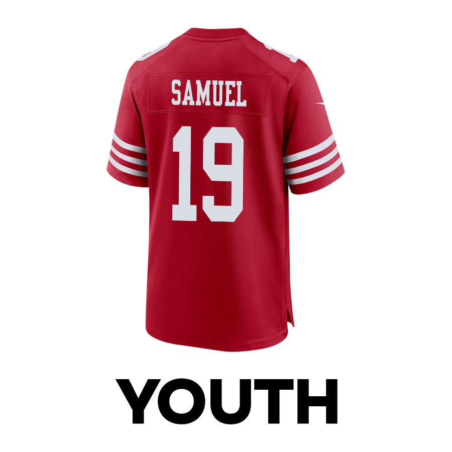 Deebo Samuel 19 San Francisco 49ers Super Bowl LVIII Patch Game YOUTH Jersey - Scarlet