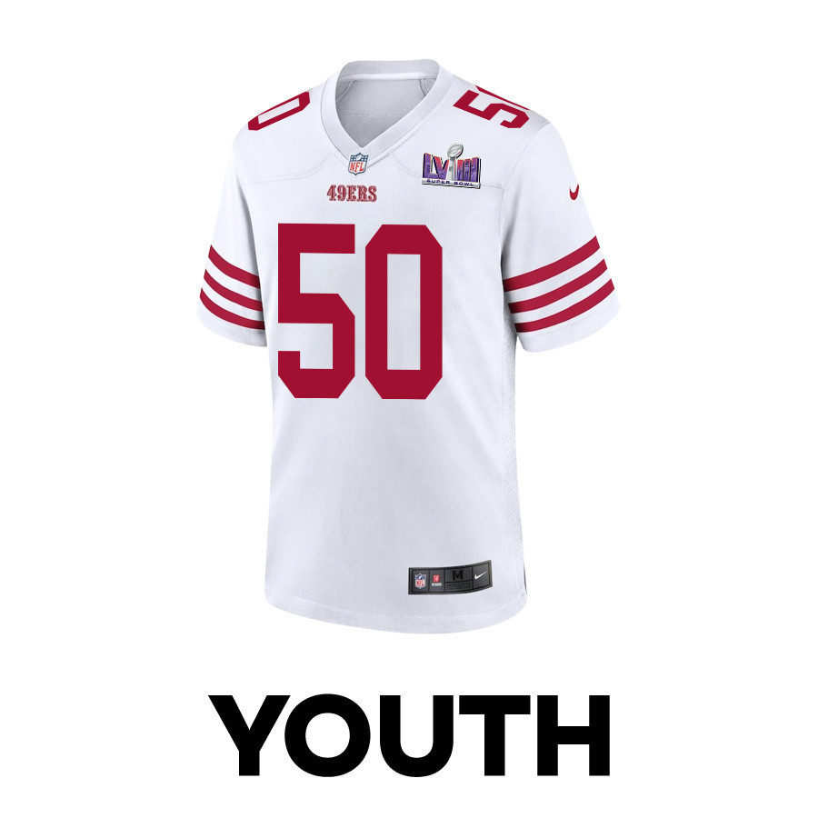 Jalen Graham 50 San Francisco 49ers Super Bowl LVIII Patch Game YOUTH Jersey - White