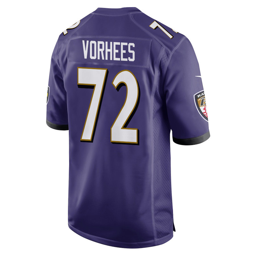 Andrew Vorhees 72 Baltimore Ravens Super Bowl LIX New Orleans Patch Game Men Jersey - Purple