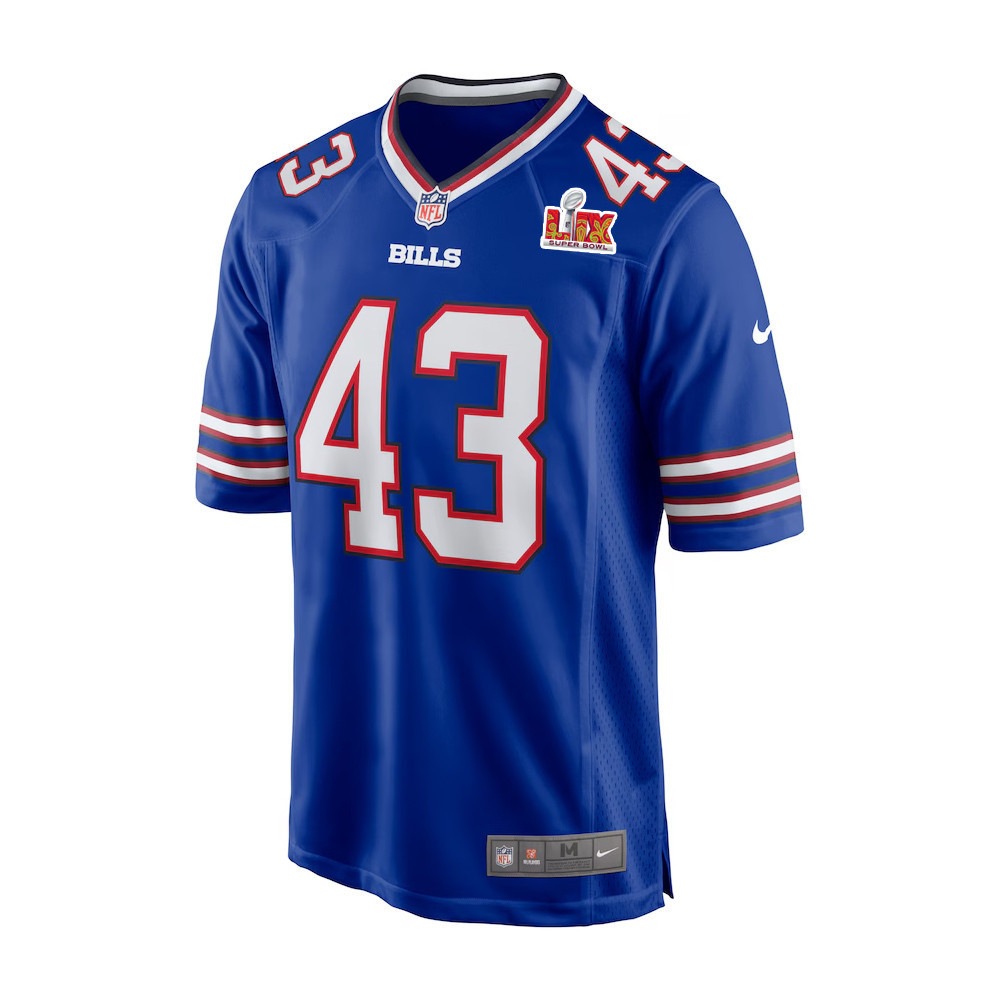 Terrel Bernard #43 Buffalo Bills Super Bowl LIX Jersey - Men's - Royal