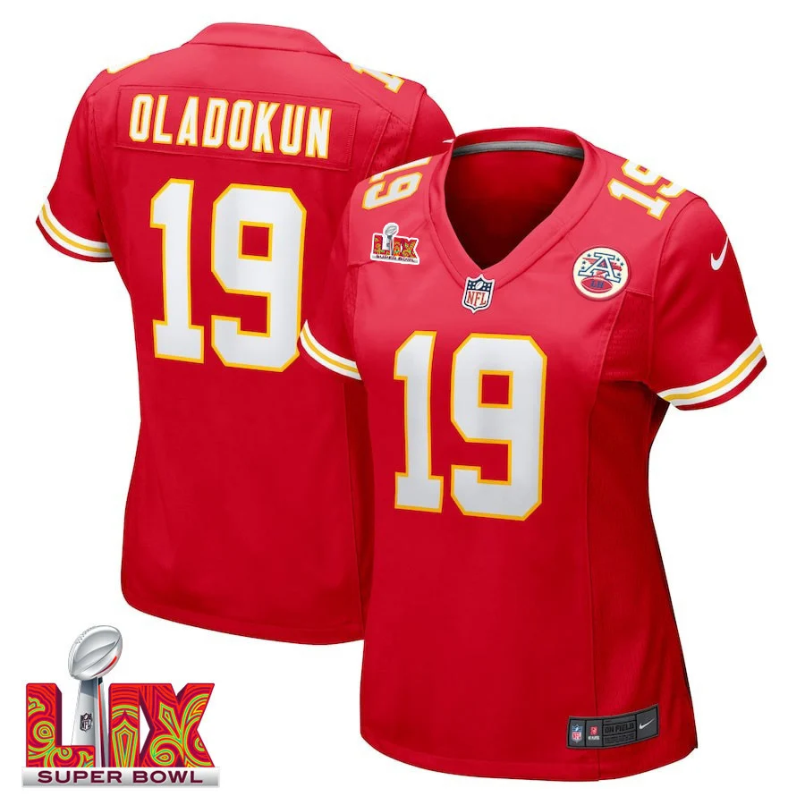 Chris Oladokun #19 Kansas City Chiefs Super Bowl LIX Women's Jersey - Red