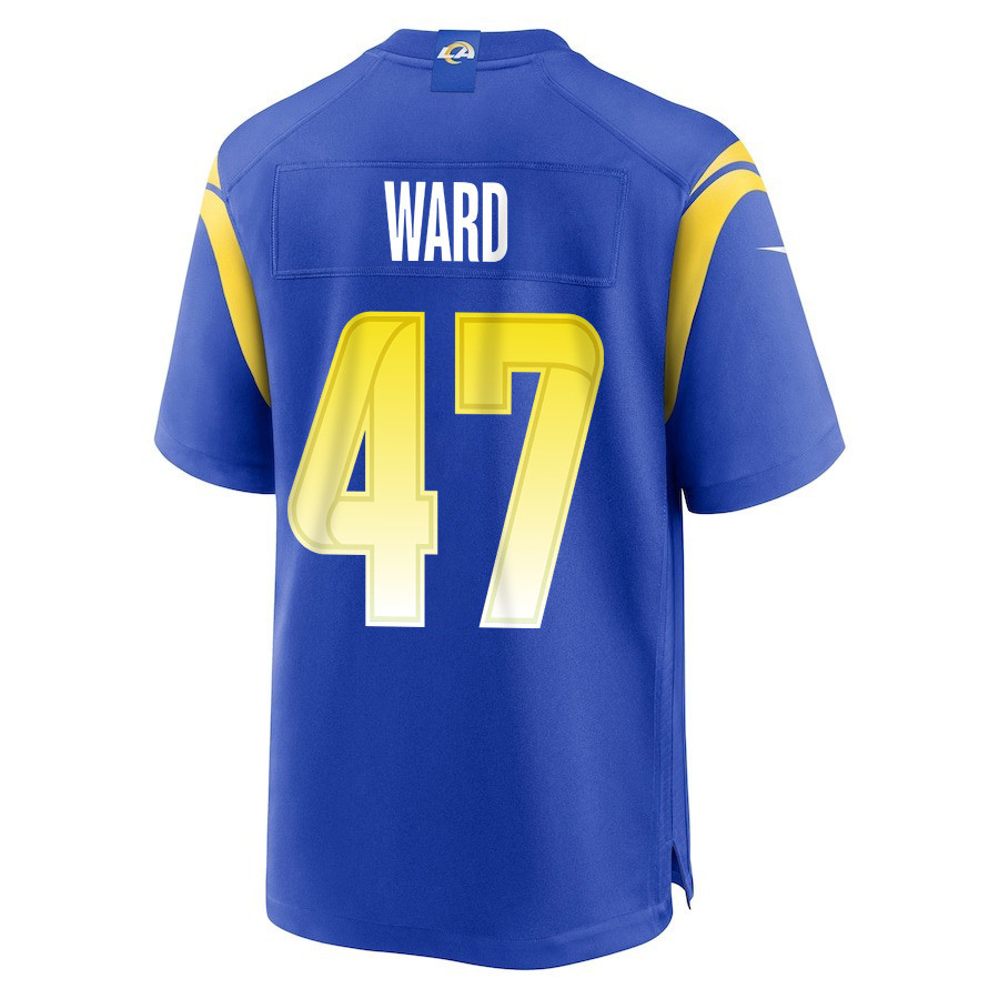 Alex Ward 47 Los Angeles Rams Super Bowl LIX New Orleans Patch Game Men Jersey - Royal