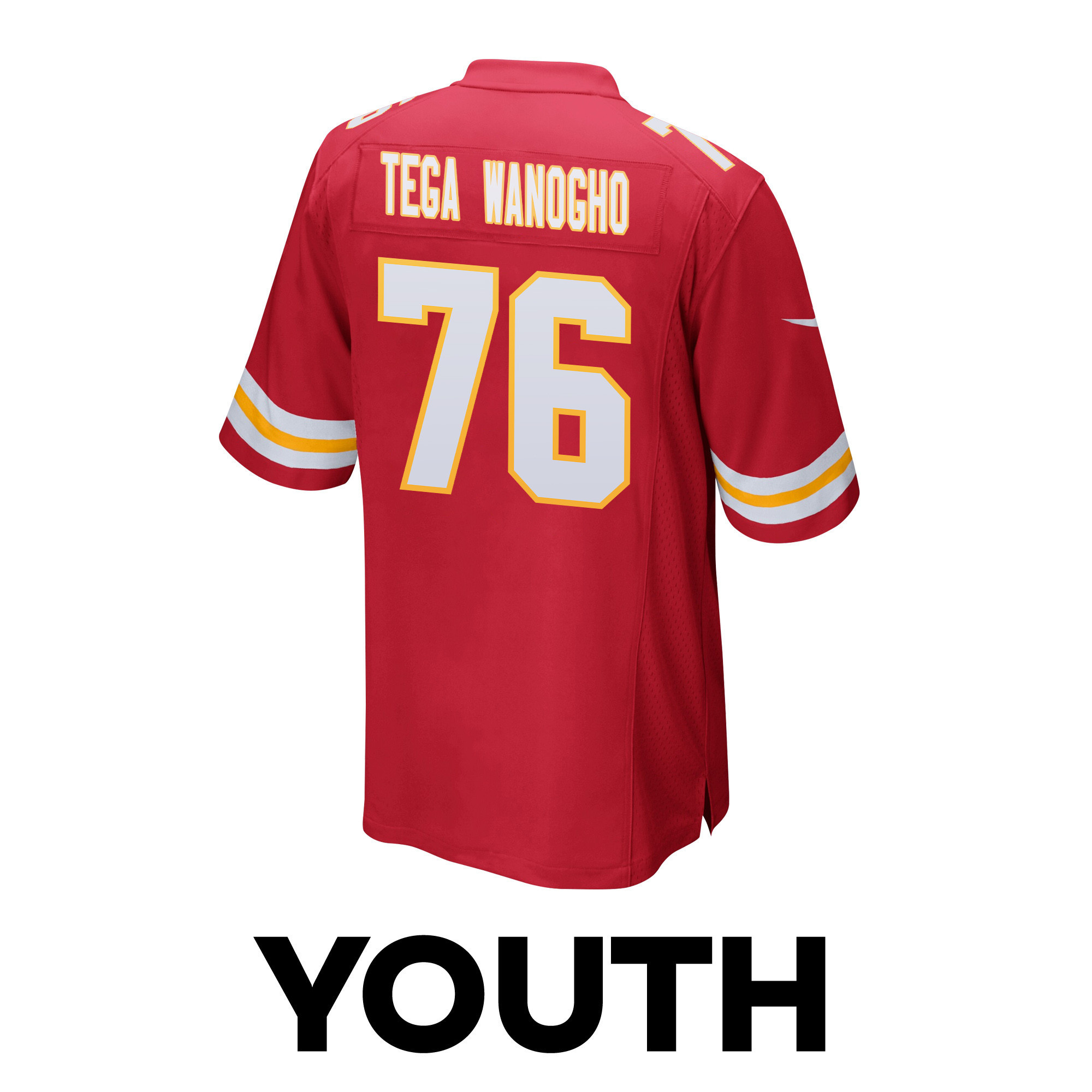 Prince Tega Wanogho 76 Kansas City Chiefs Super Bowl LVIII Patch Game YOUTH Jersey - Red