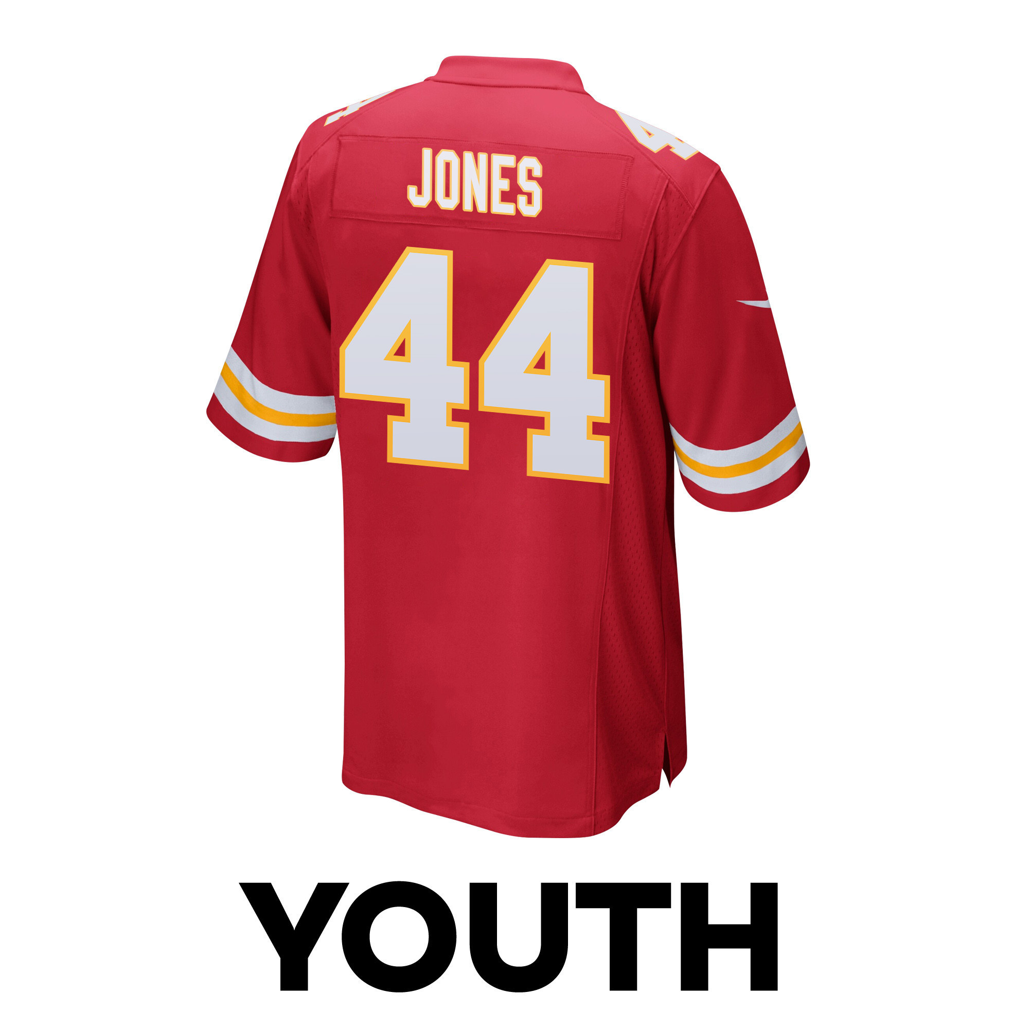 Cam Jones 44 Kansas City Chiefs Super Bowl LVIII Patch Game YOUTH Jersey - Red