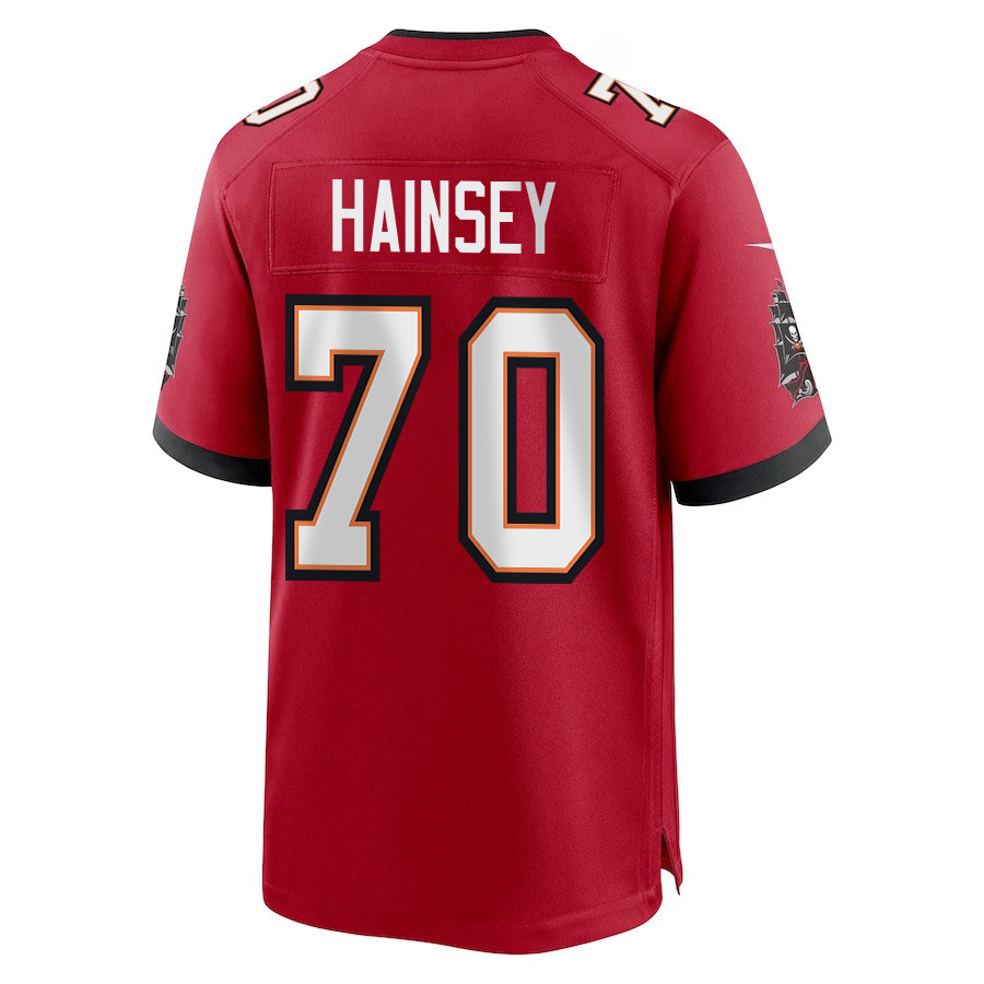 Robert Hainsey 70 Tampa Bay Buccaneers Super Bowl LIX New Orleans Patch Game Men Jersey - Red