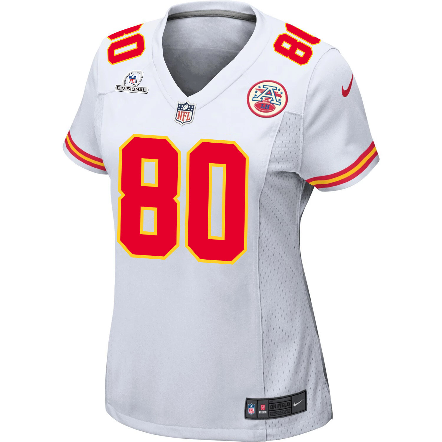 Montrell Washington 80 Kansas City Chiefs Super Bowl LVIII Patch Game Women Jersey - White