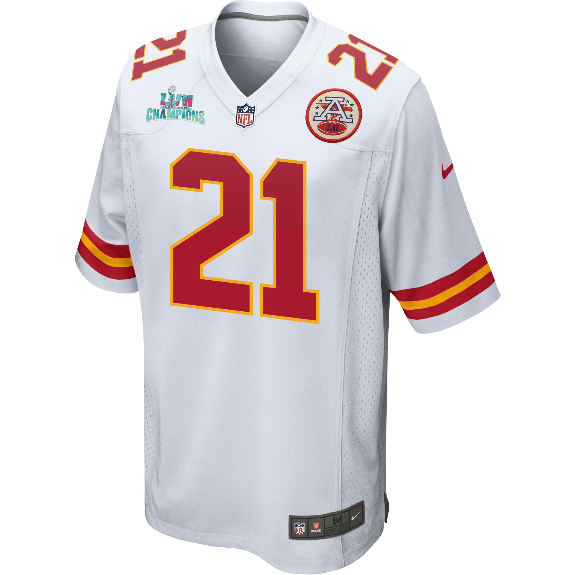 Trent McDuffie 21 Kansas City Chiefs Super Bowl LVII Champions Men Game Jersey - White
