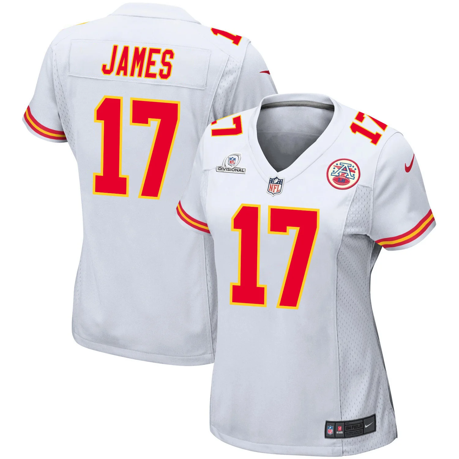 Richie James 17 Kansas City Chiefs Super Bowl LVIII Patch Game Women Jersey - White