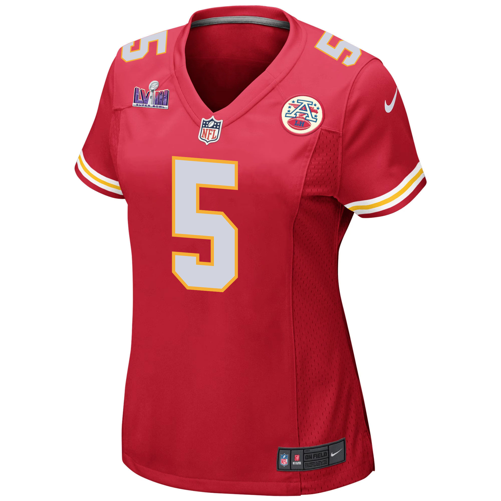 Tommy Townsend 5 Kansas City Chiefs Super Bowl LVIII Patch Game Women Jersey - Red