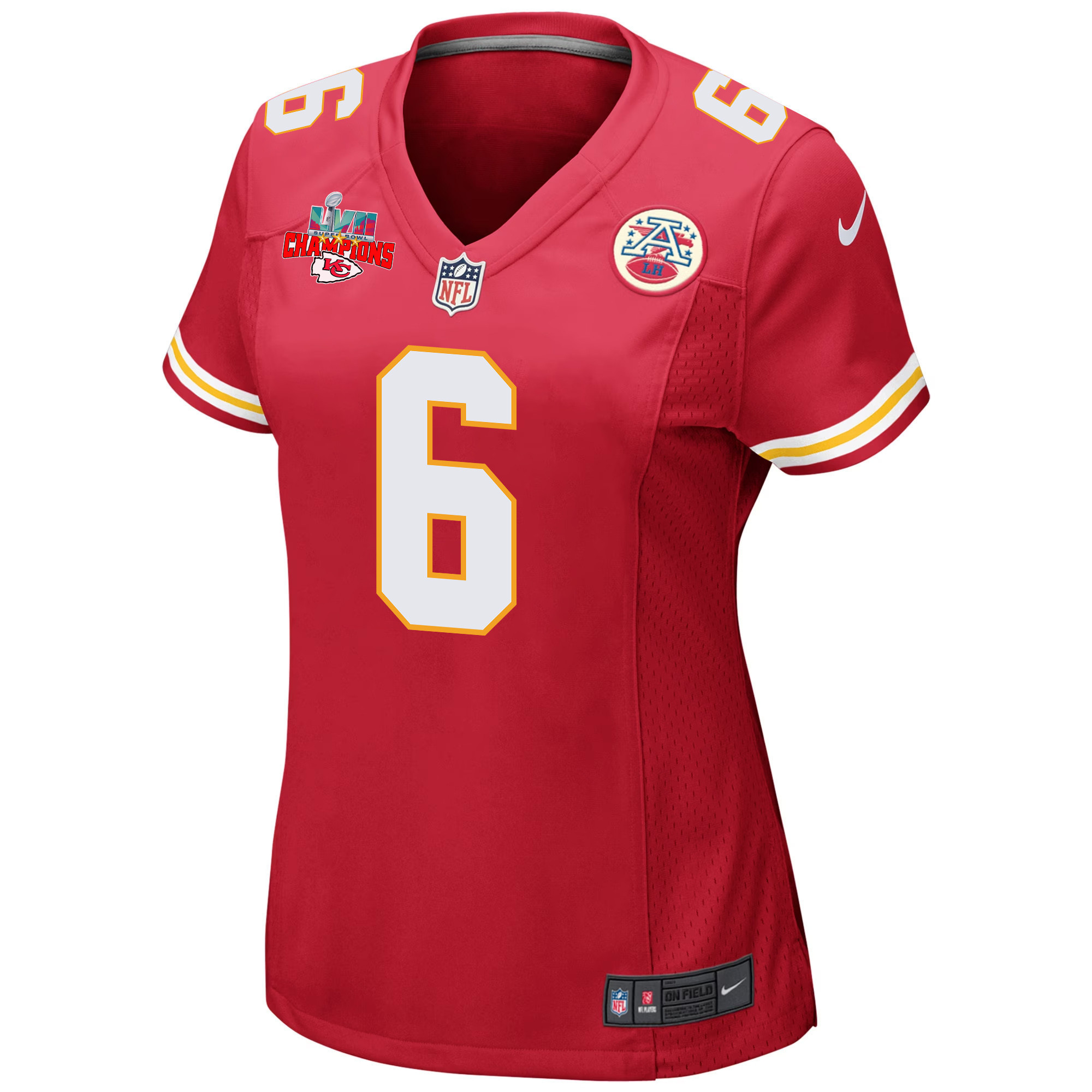 Bryan Cook 6 Kansas City Chiefs Super Bowl LVII Champions 3 Stars Women Game Jersey - Red