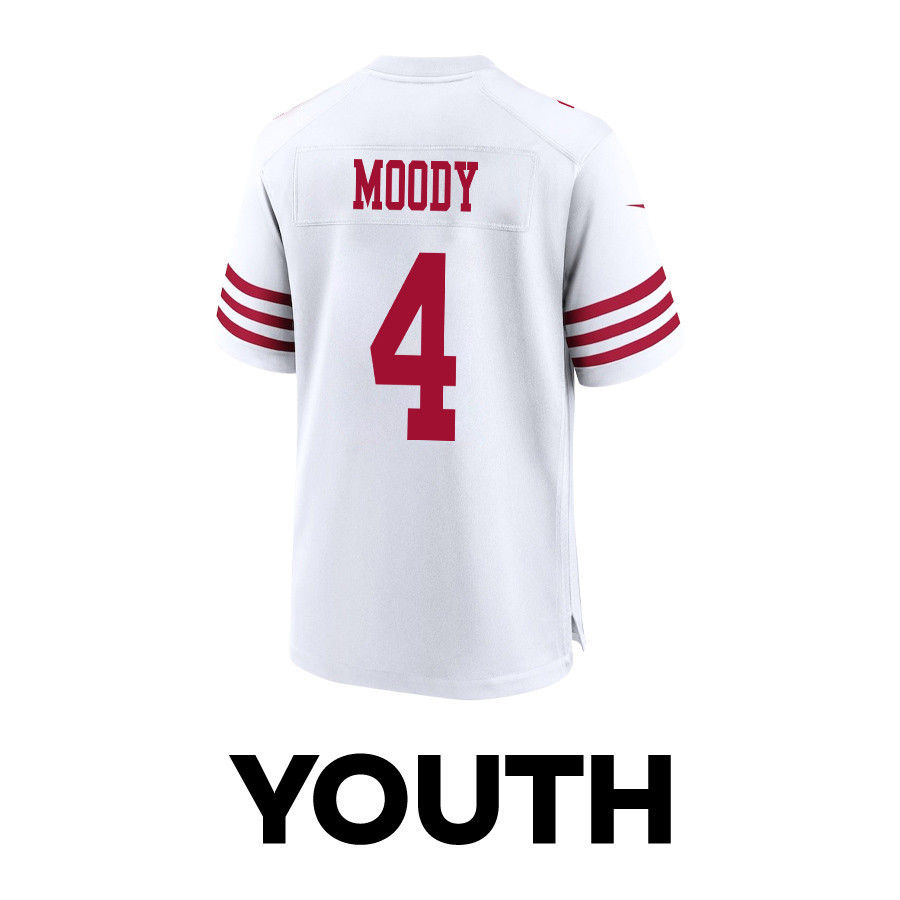 Jake Moody 4 San Francisco 49ers Super Bowl LVIII Patch Game YOUTH Jersey - White