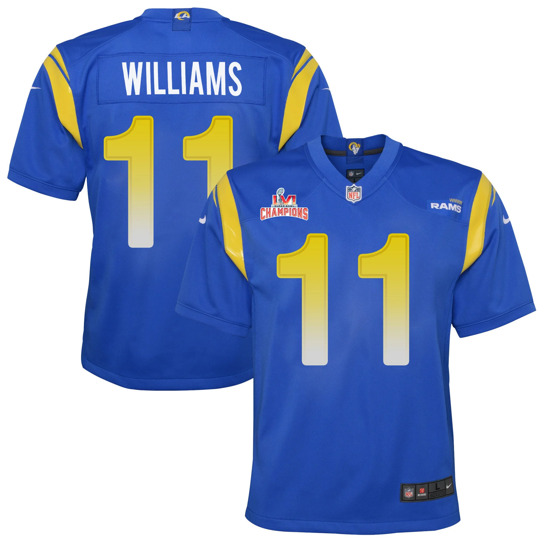Super Bowl LVI Champions Los Angeles Rams Darious Williams 11 Royal Youth's Jersey Jersey