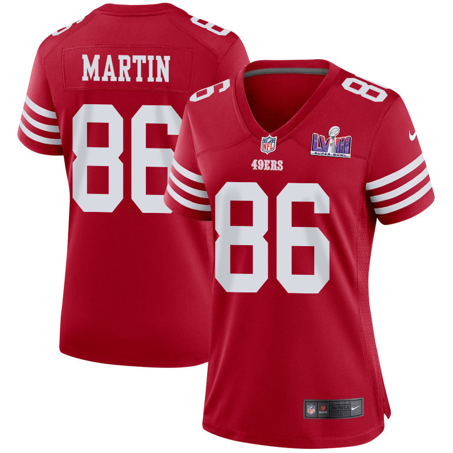 Tay Martin 86 San Francisco 49ers Super Bowl LVIII Patch Game Women Jersey - Scarlet