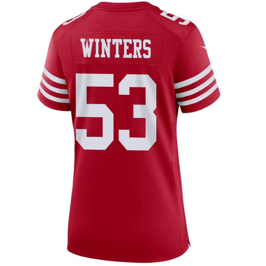 Dee Winters 53 San Francisco 49ers Super Bowl LVIII Patch Game Women Jersey - Scarlet