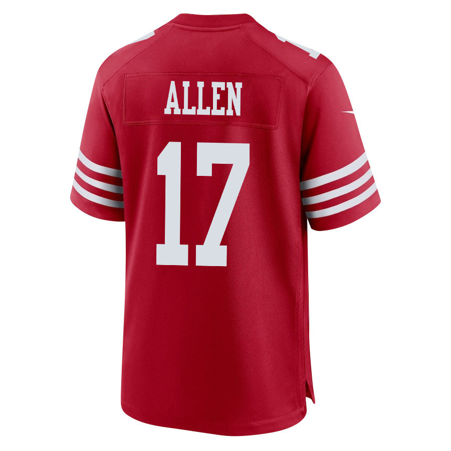 Brandon Allen 17 San Francisco 49ers Super Bowl LVIII Patch Game Men Jersey - Scarlet