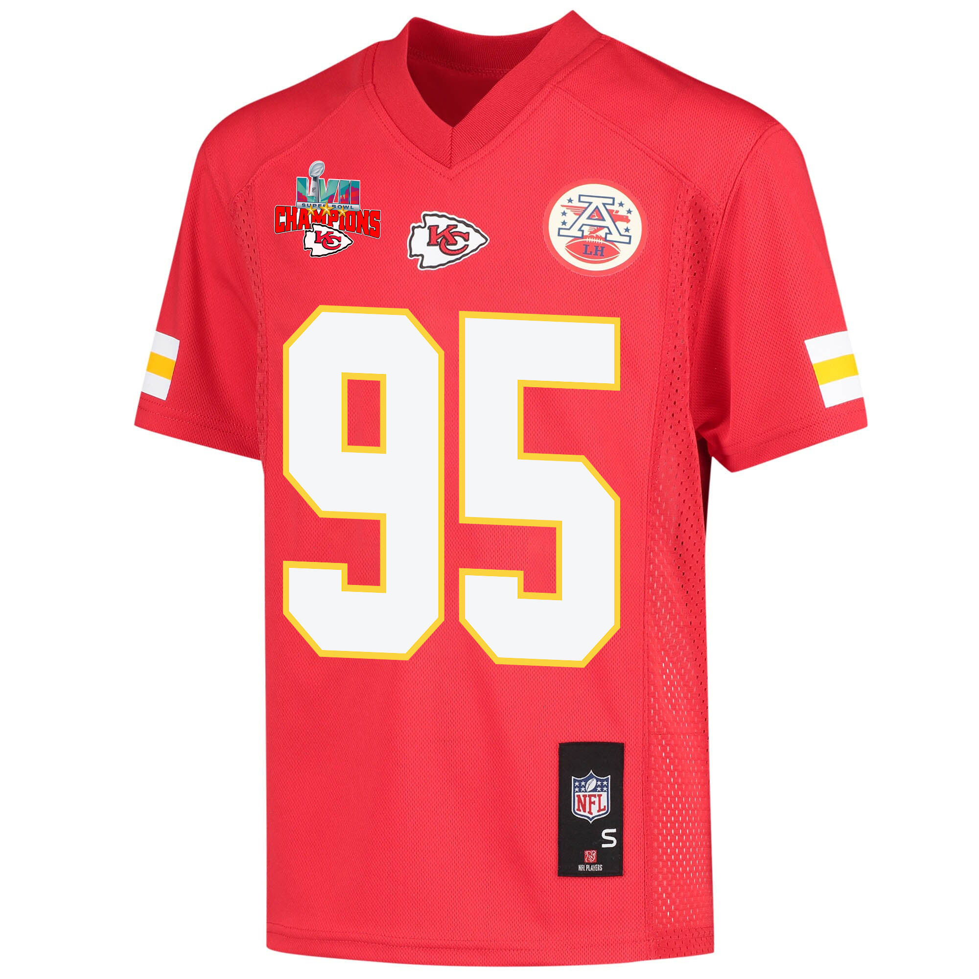 Chris Jones 95 Kansas City Chiefs Super Bowl LVII Champions 3 Stars Youth Game Jersey - Red