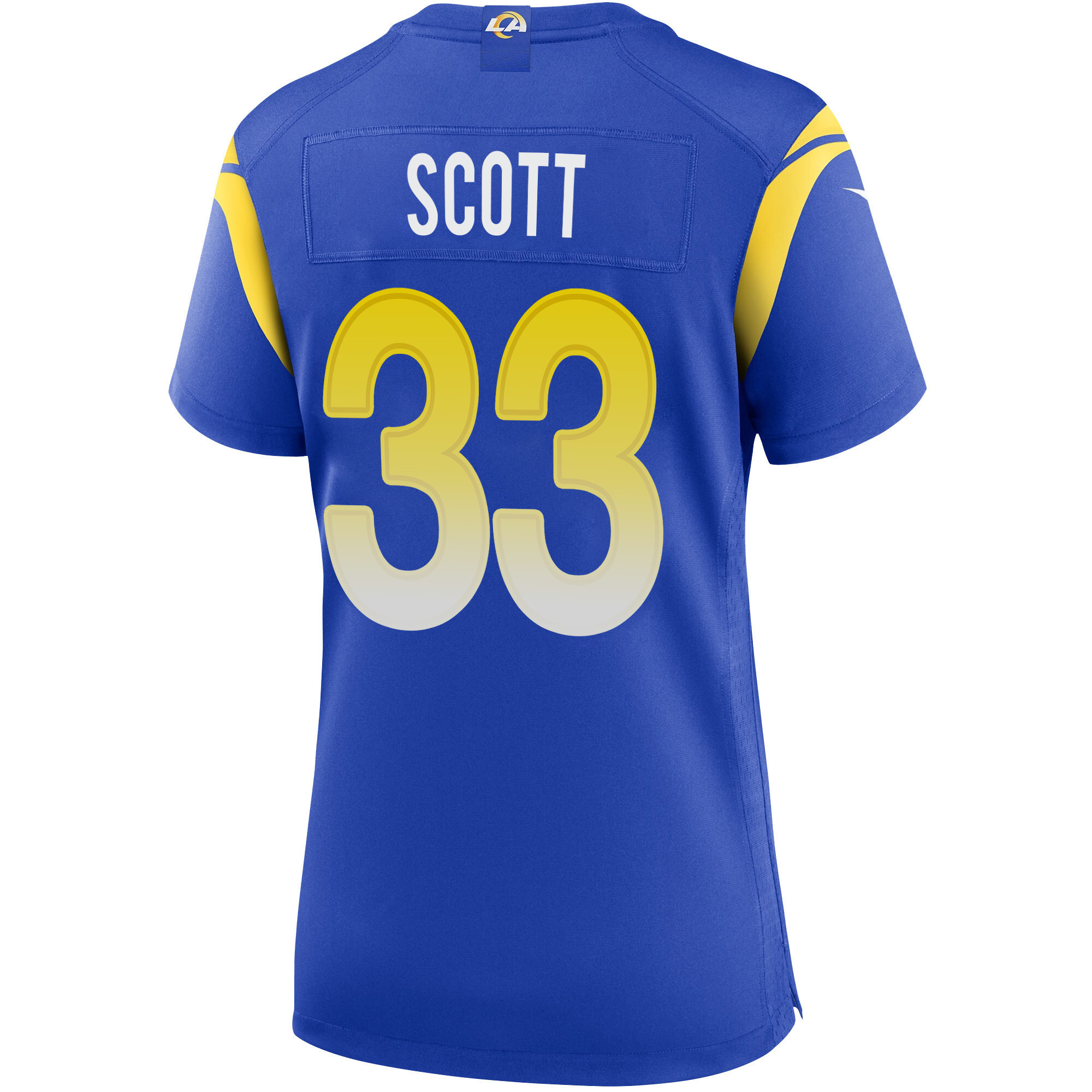 Super Bowl LVI Champions Los Angeles Rams Nick Scott 33 Royal Women's Jersey Jersey