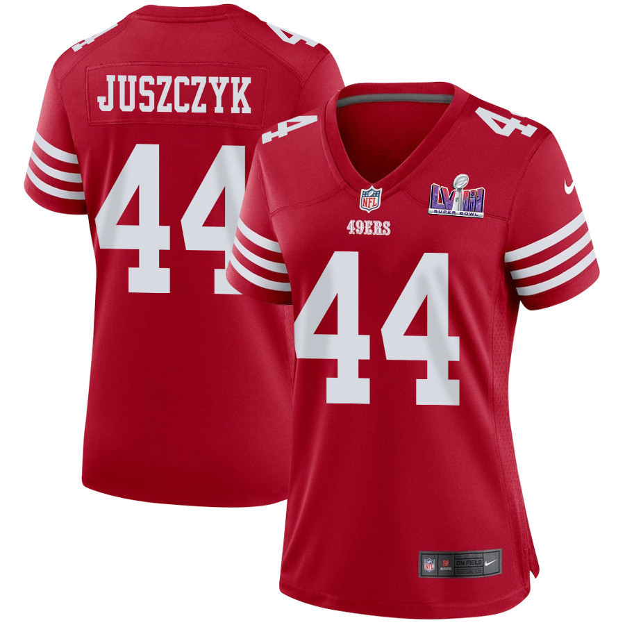Kyle Juszczyk 44 San Francisco 49ers Super Bowl LVIII Patch Game Women Jersey - Scarlet