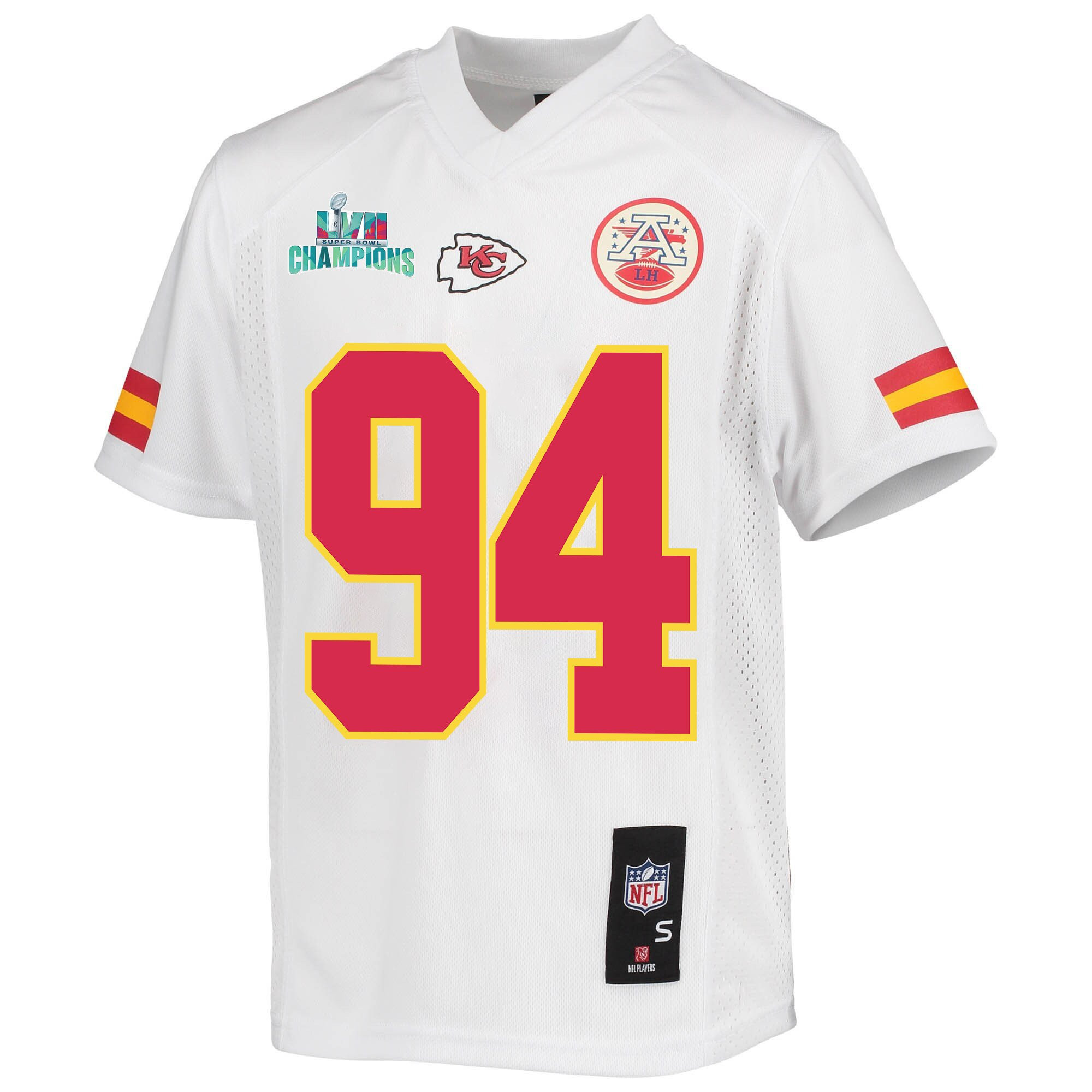 Malik Herring 94 Kansas City Chiefs Super Bowl LVII Champions Youth Game Jersey - White