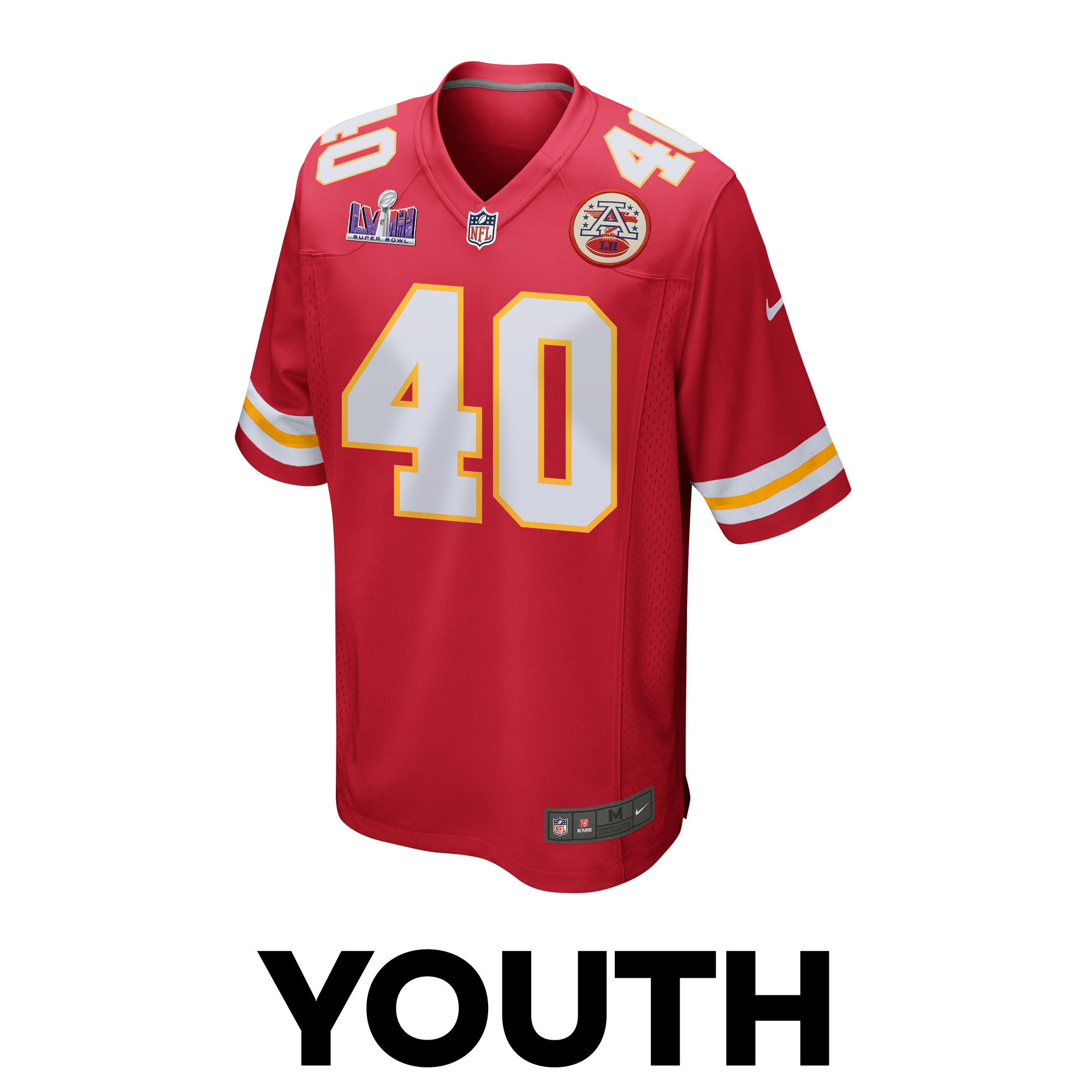 Ekow Boye-Doe 40 Kansas City Chiefs Super Bowl LVIII Patch Game YOUTH Jersey - Red