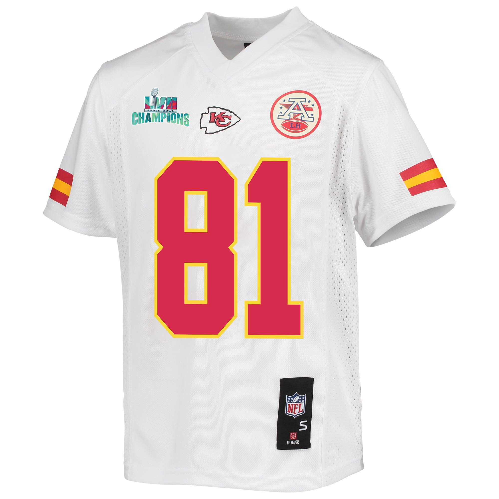 Blake Bell 81 Kansas City Chiefs Super Bowl LVII Champions Youth Game Jersey - White